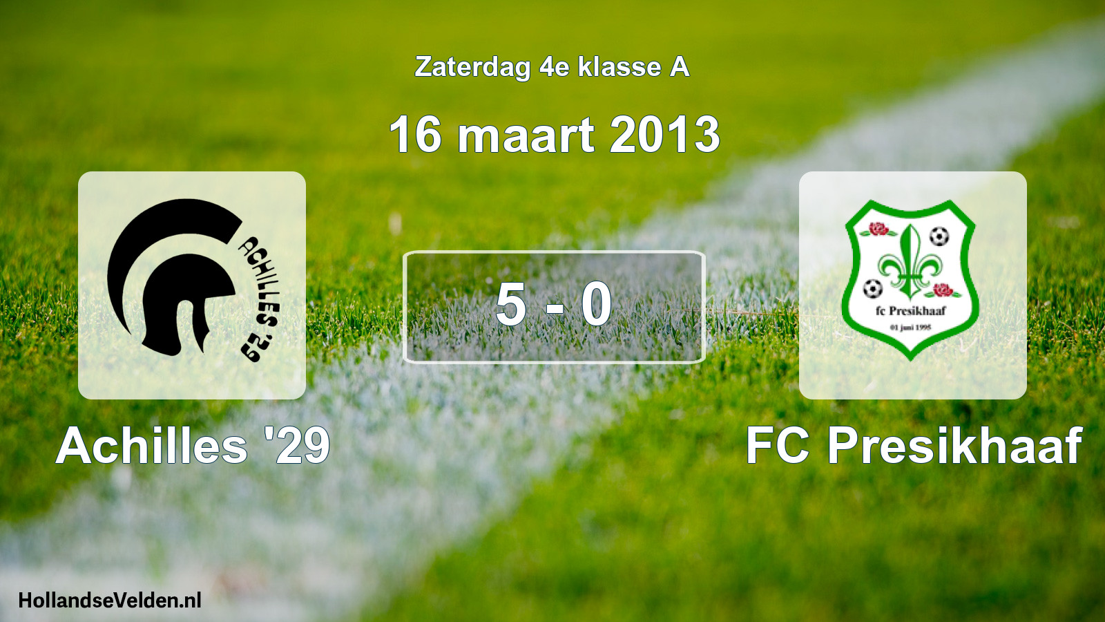 Total number of matches played: Achilles '29 - FC Presikhaaf 5 - 0 (16 March 2013)