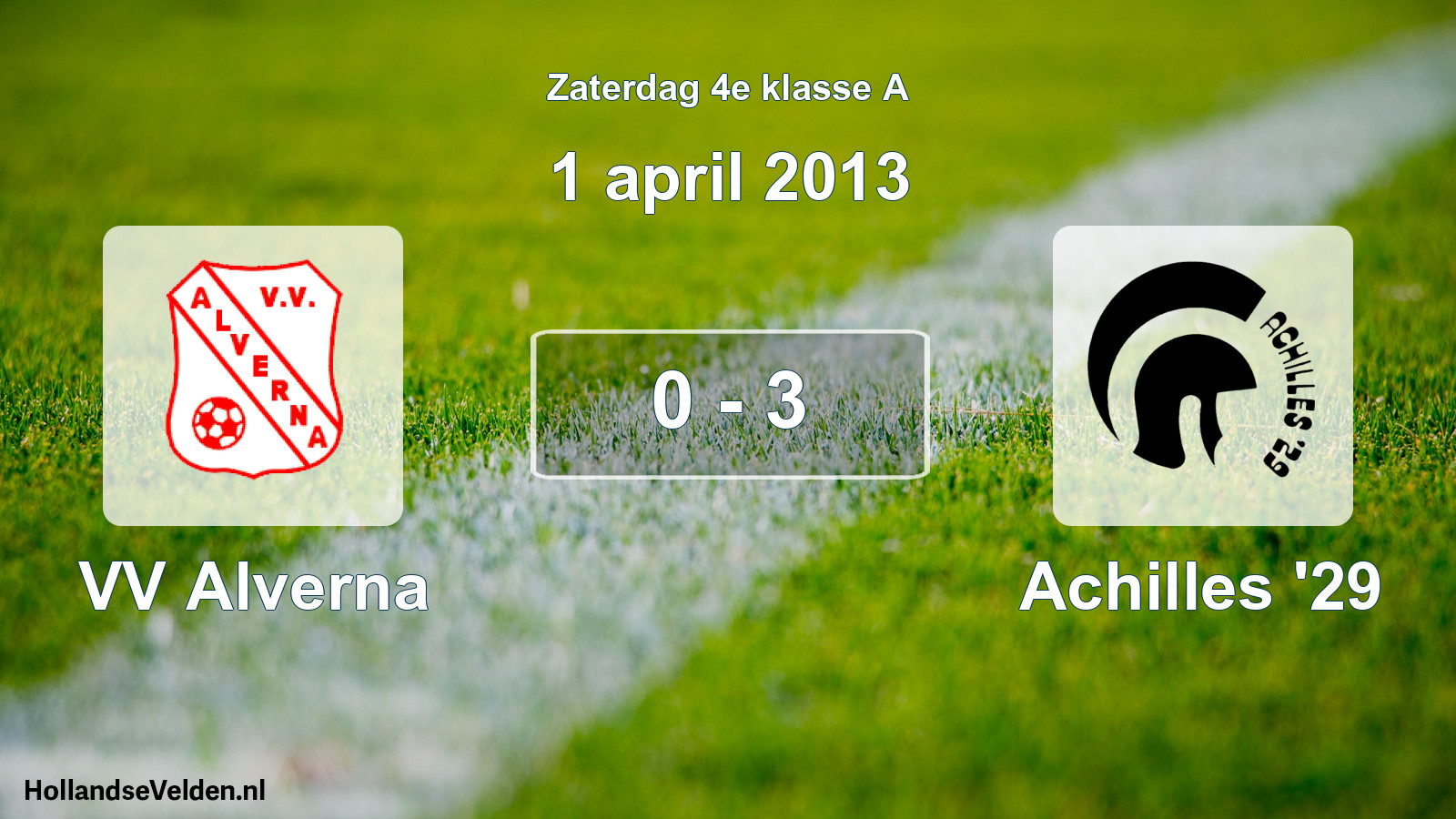 Total number of matches played: VV Alverna - Achilles '29 0 - 3 (1 April 2013)