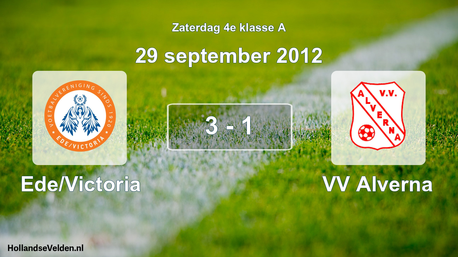 Total number of matches played: Ede/Victoria - VV Alverna 3 - 1 (29 September 2012)