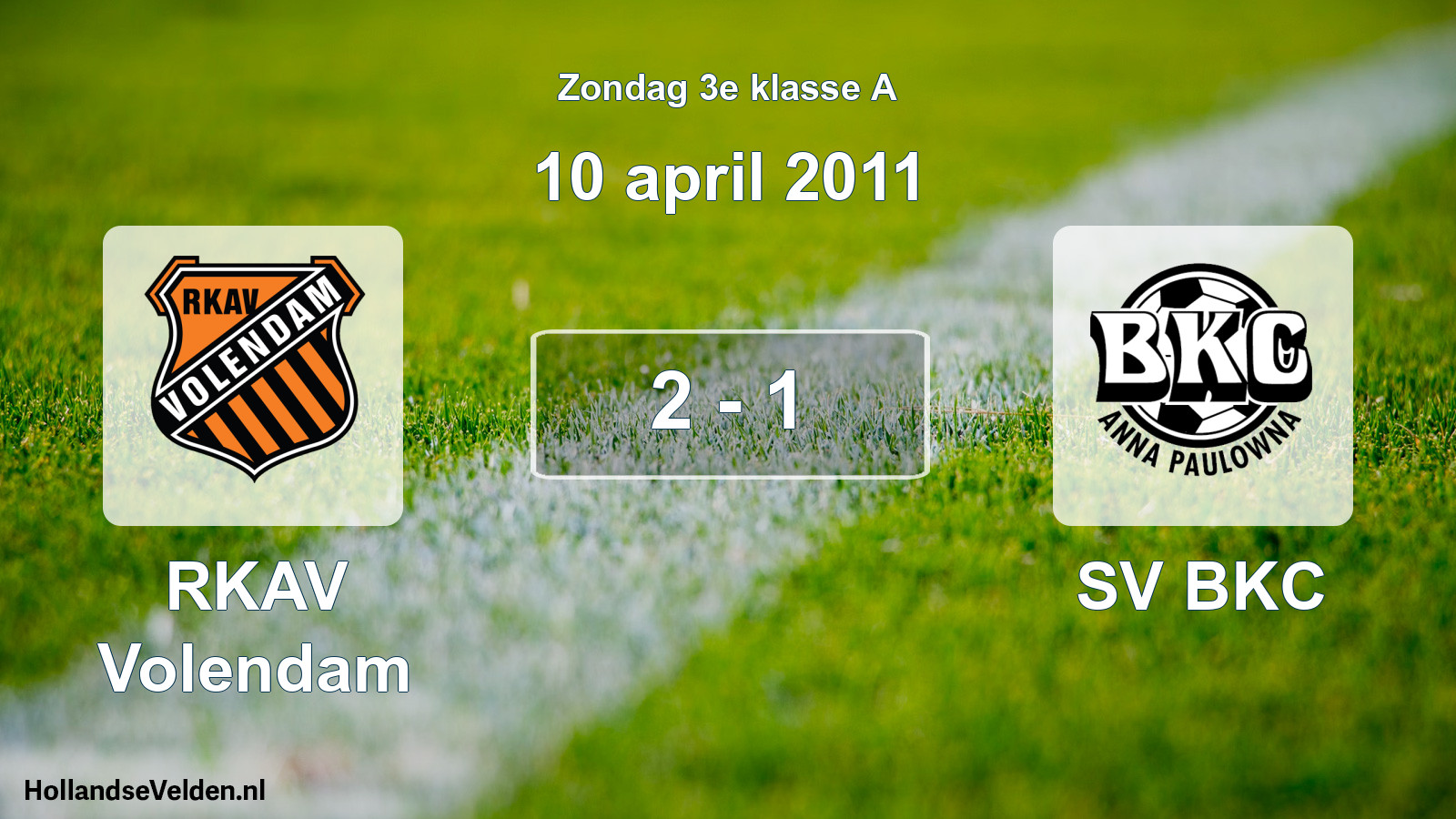 Total number of matches played: RKAV Volendam - SV BKC 2 - 1 (10 April 2011)