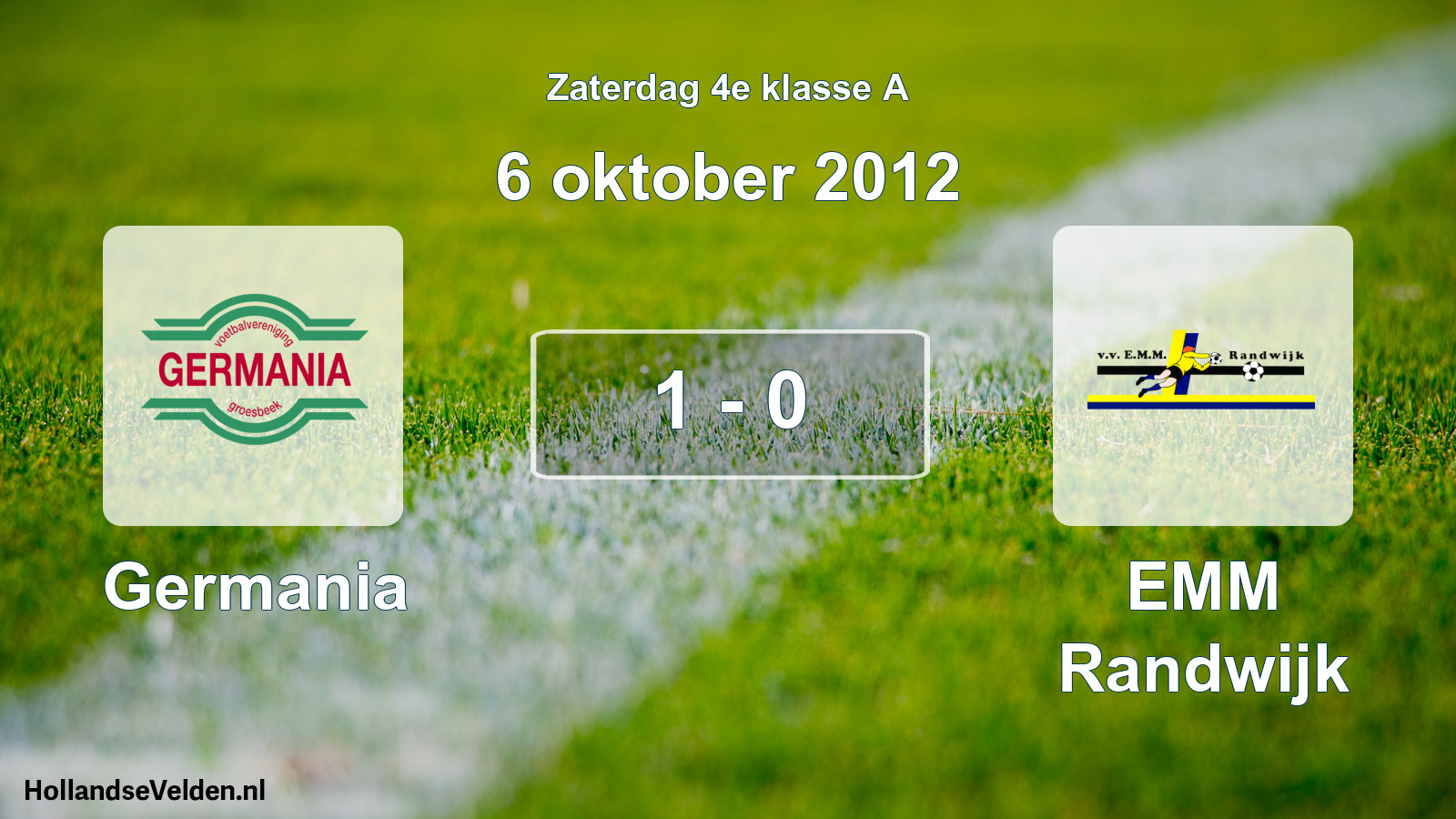 Total number of matches played: Germania - EMM Randwijk 1 - 0 (6 October 2012)