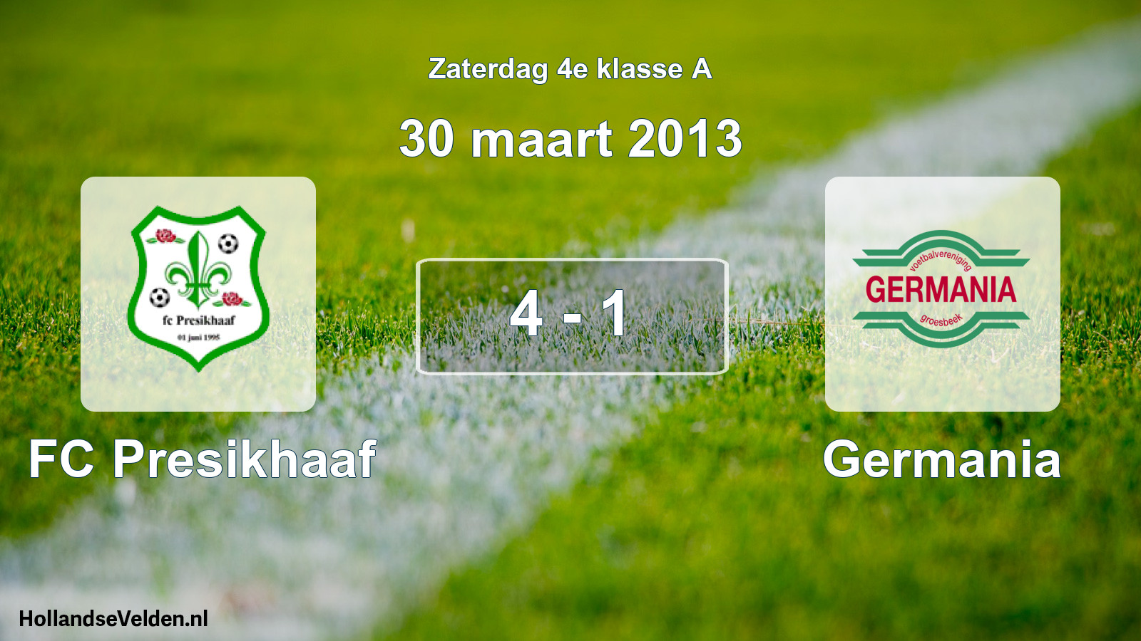 Total number of matches played: FC Presikhaaf - Germania 4 - 1 (30 March 2013)