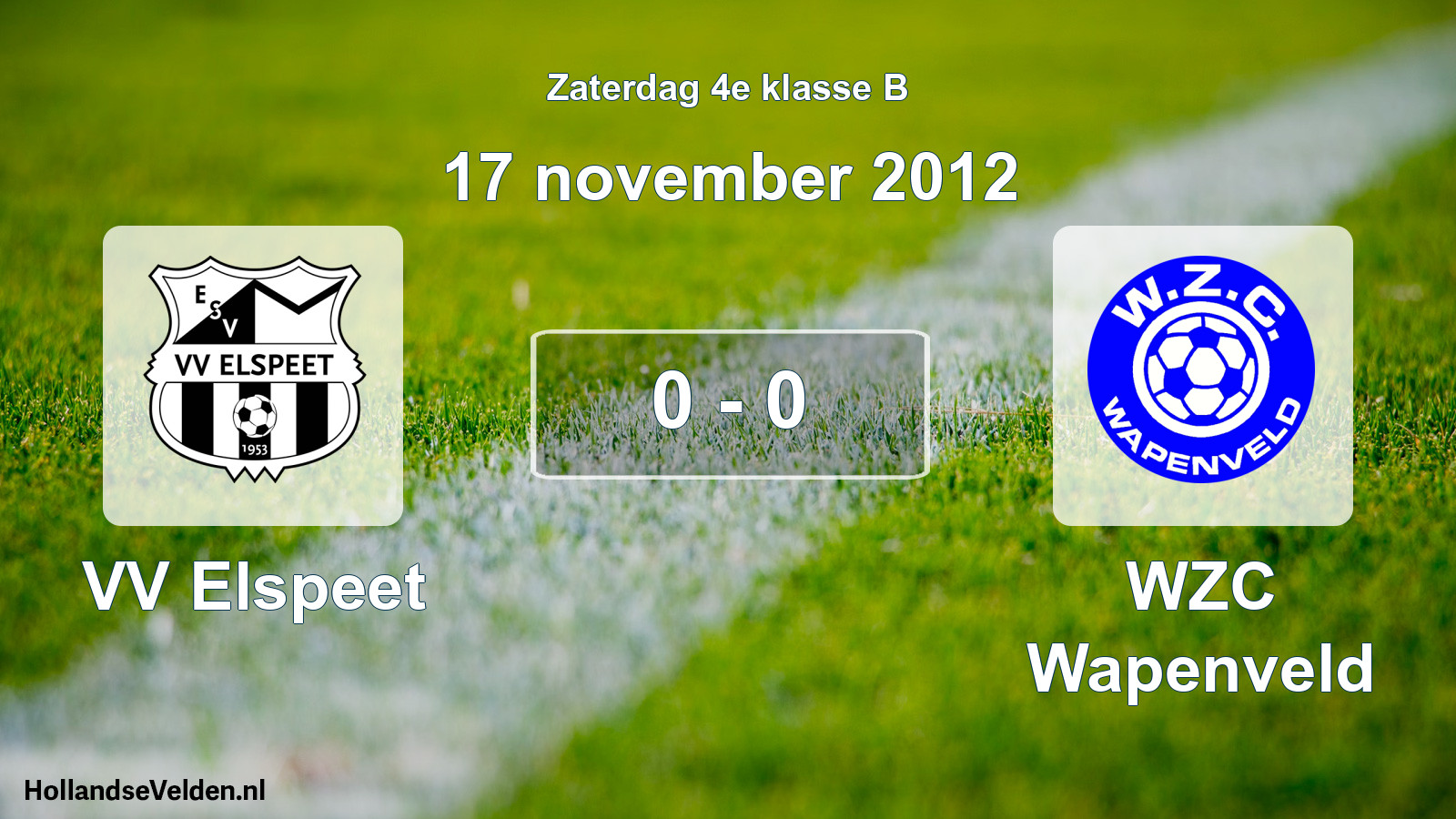 Total number of matches played: VV Elspeet - WZC Wapenveld 0 - 0 (17 November 2012)