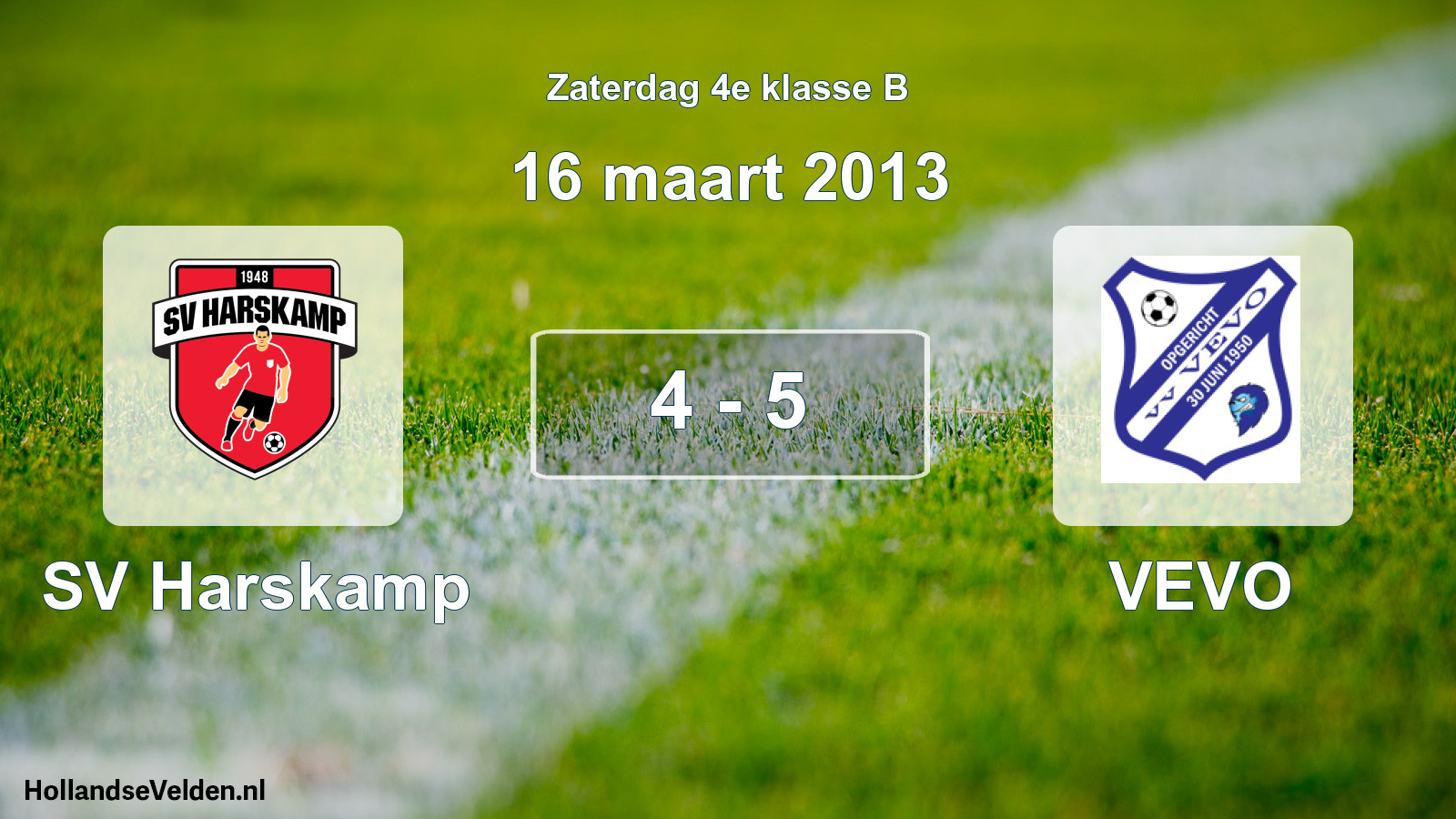 Total number of matches played: SV Harskamp - VEVO 4 - 5 (16 March 2013)