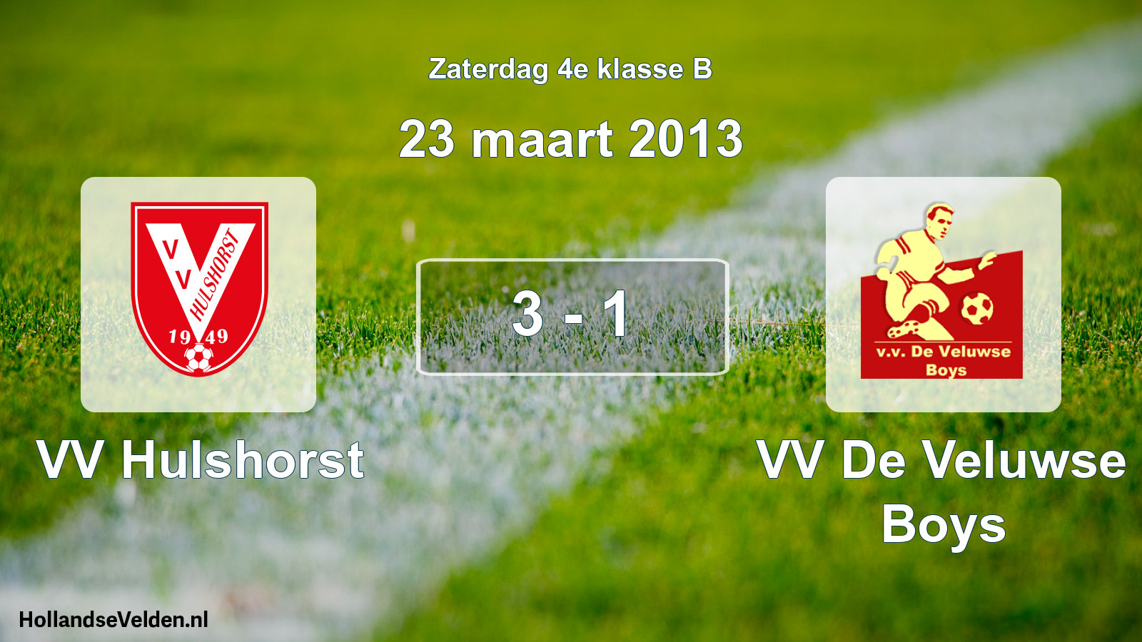 Total number of matches played: VV Hulshorst - VV De Veluwse Boys 3 - 1 (23 March 2013)