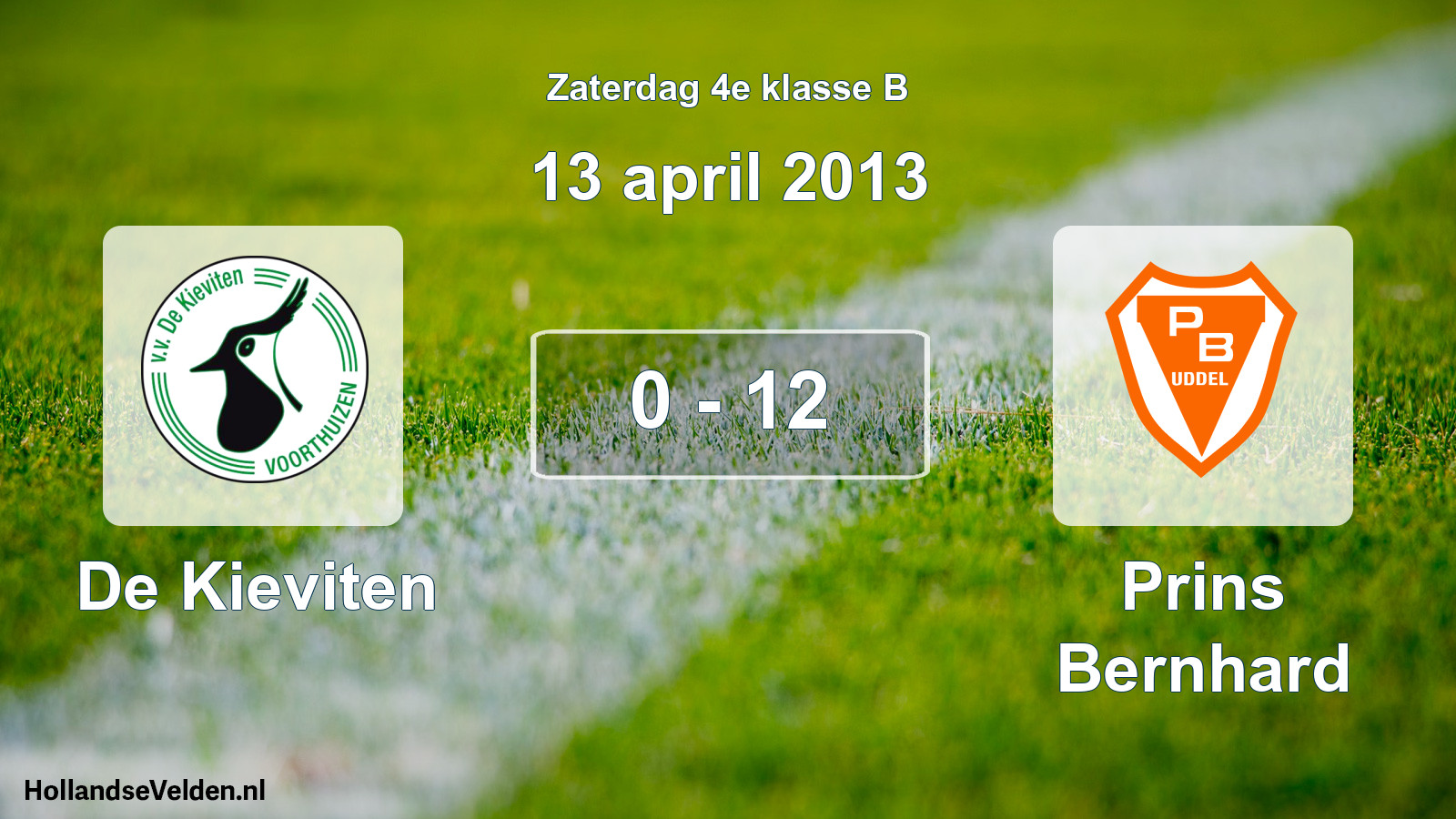 Total number of matches played: De Kieviten - Prins Bernhard 0 - 12 (13 April 2013)