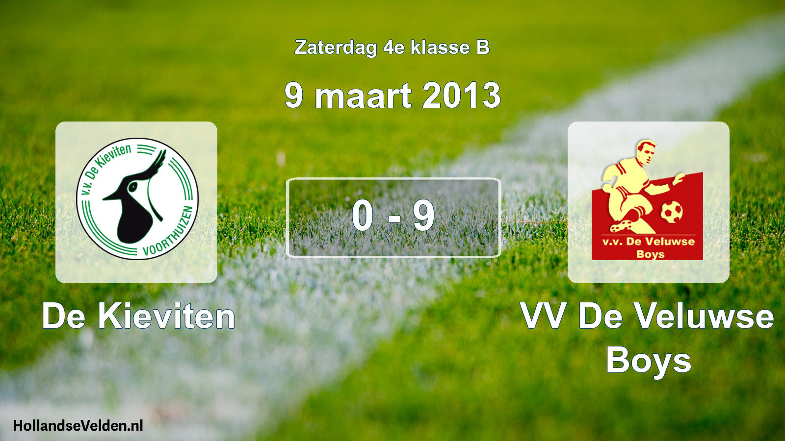 Total number of matches played: De Kieviten - VV De Veluwse Boys 0 - 9 (9 March 2013)