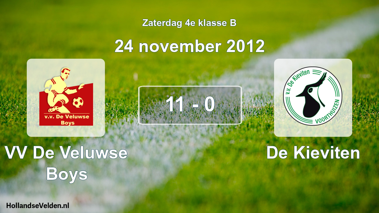 Total number of matches played: VV De Veluwse Boys - De Kieviten 11 - 0 (24 November 2012)