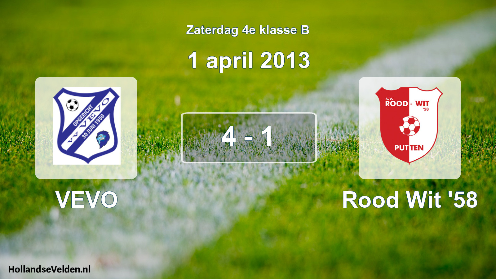 Total number of matches played: VEVO - Rood Wit '58 4 - 1 (1 April 2013)