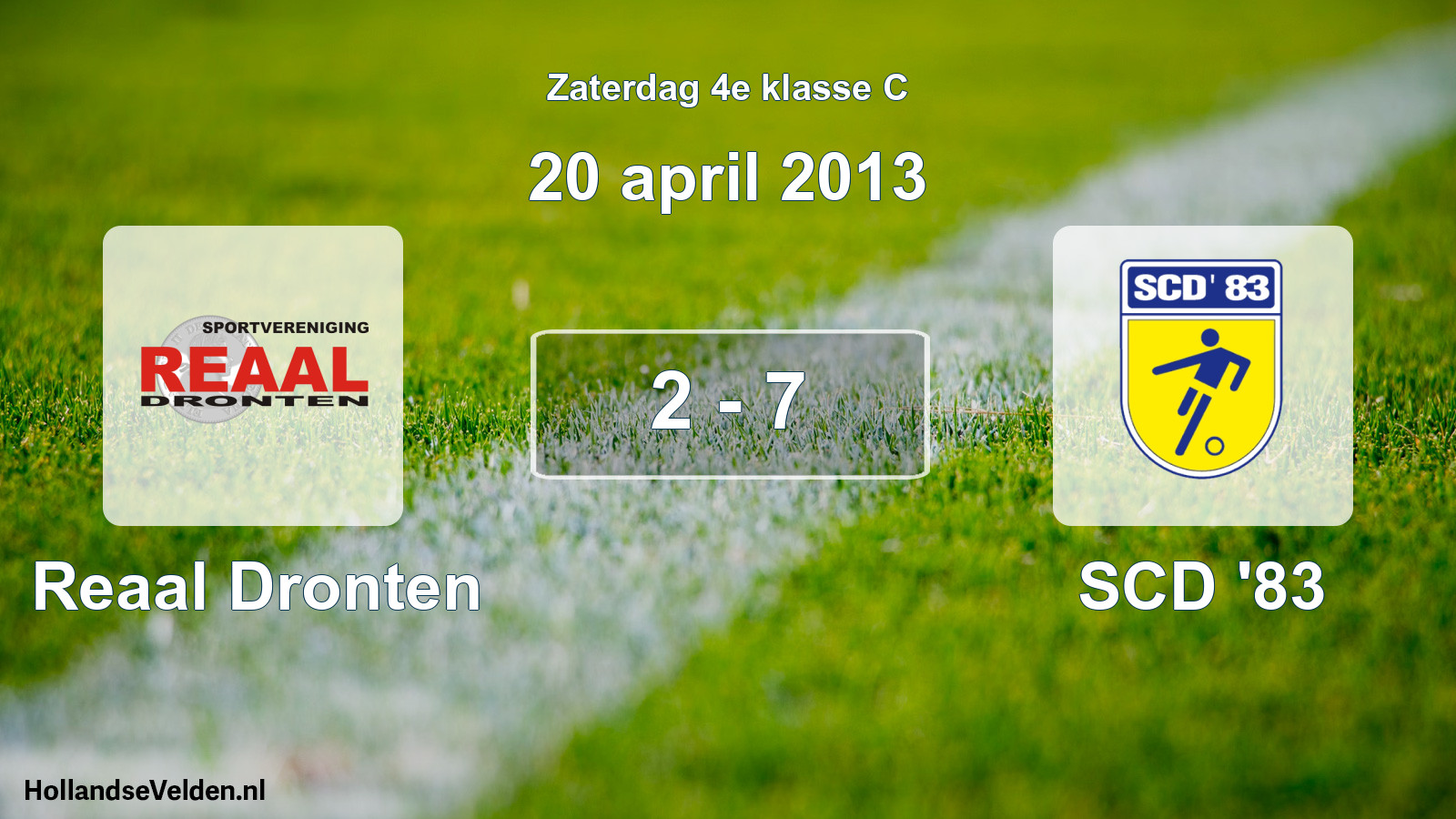 Total number of matches played: Reaal Dronten - SCD '83 2 - 7 (20 April 2013)