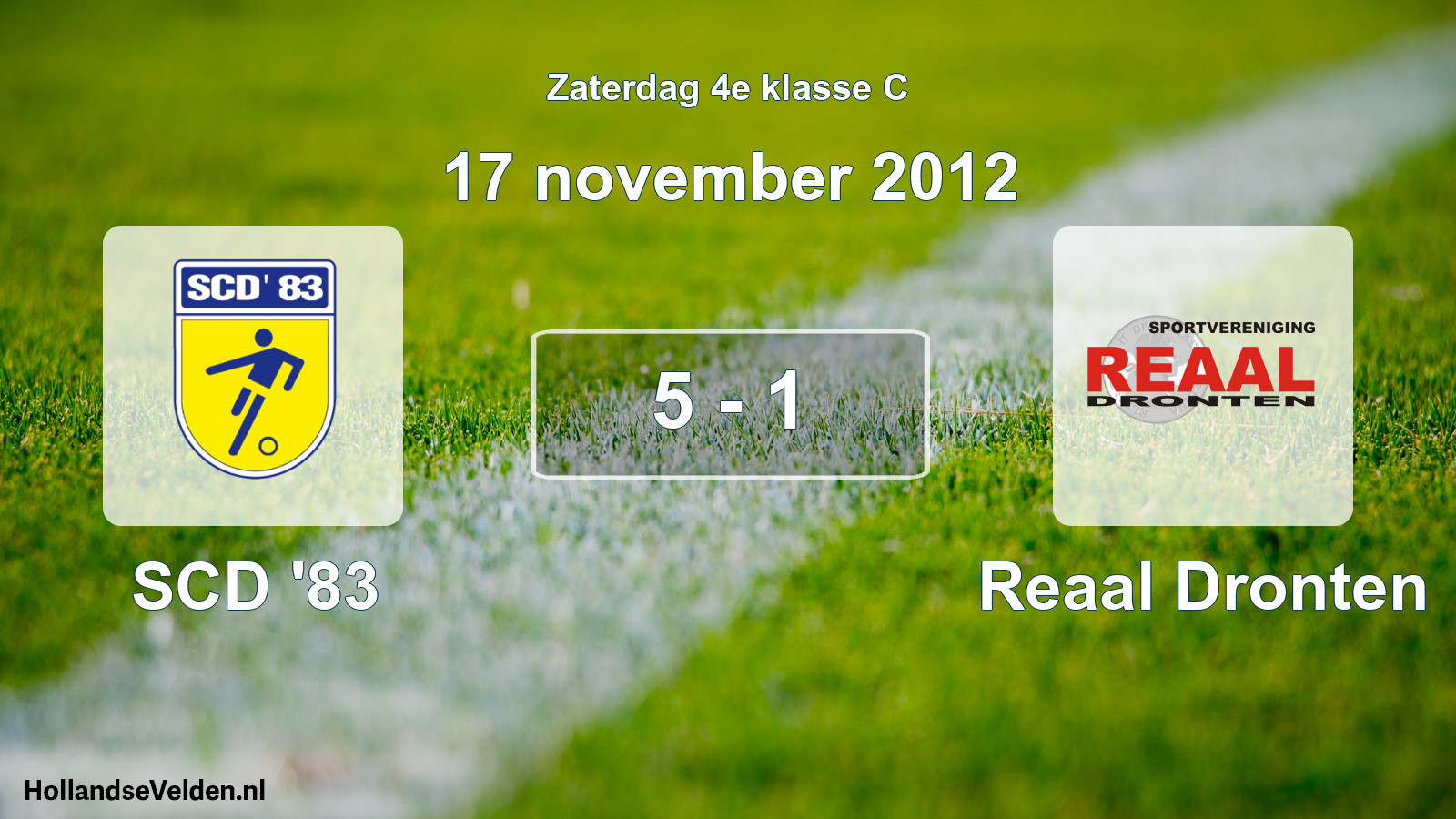 Total number of matches played: SCD '83 - Reaal Dronten 5 - 1 (17 November 2012)