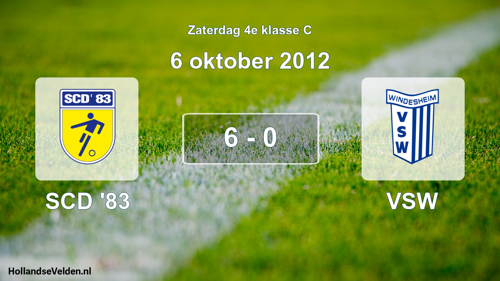 Total number of matches played: SCD '83 - VSW 6 - 0 (6 October 2012)