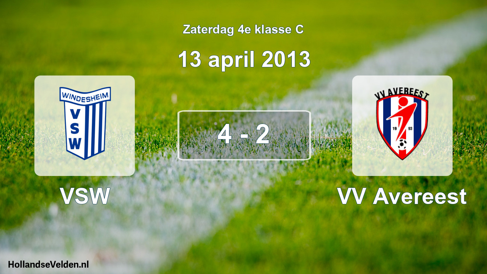 Total number of matches played: VSW - VV Avereest 4 - 2 (13 April 2013)
