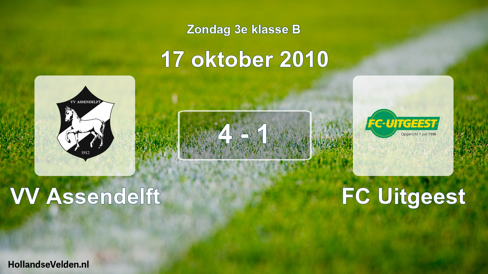 Total number of matches played: VV Assendelft - FC Uitgeest 4 - 1 (17 October 2010)