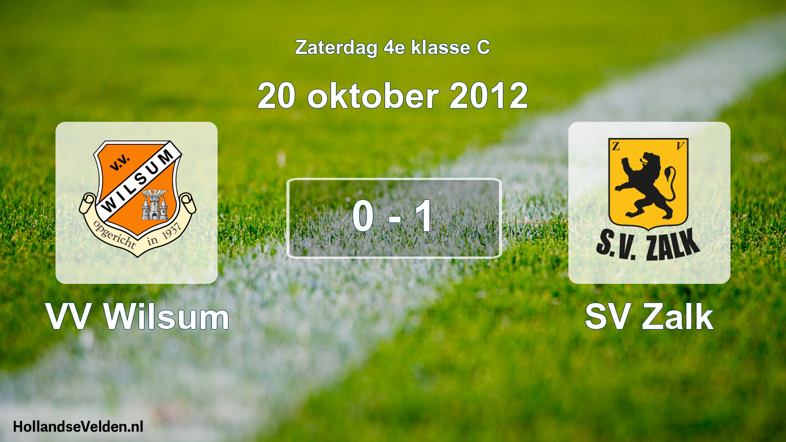 Total number of matches played: VV Wilsum - SV Zalk 0 - 1 (20 October 2012)