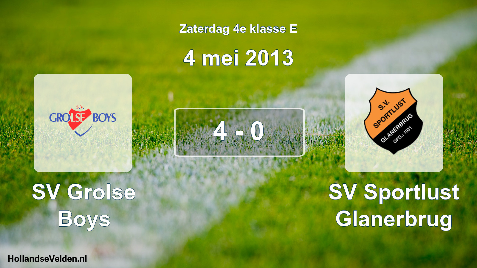 Total number of matches played: SV Grolse Boys - SV Sportlust Glanerbrug 4 - 0 (4 May 2013)