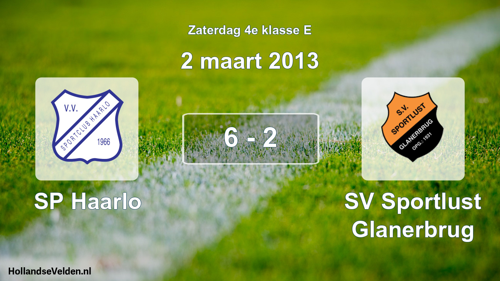 Total number of matches played: SP Haarlo - SV Sportlust Glanerbrug 6 - 2 (2 March 2013)