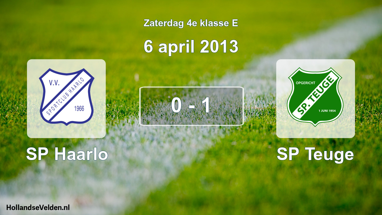 Total number of matches played: SP Haarlo - SP Teuge 0 - 1 (6 April 2013)