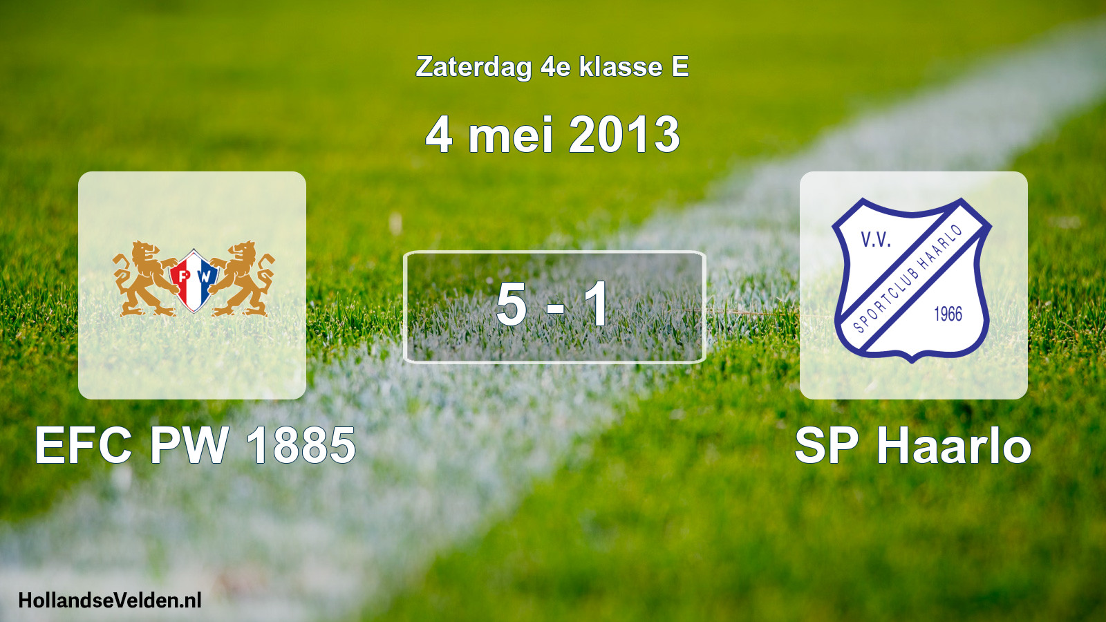 Total number of matches played: PW 1885 - SP Haarlo 5 - 1 (4 May 2013)