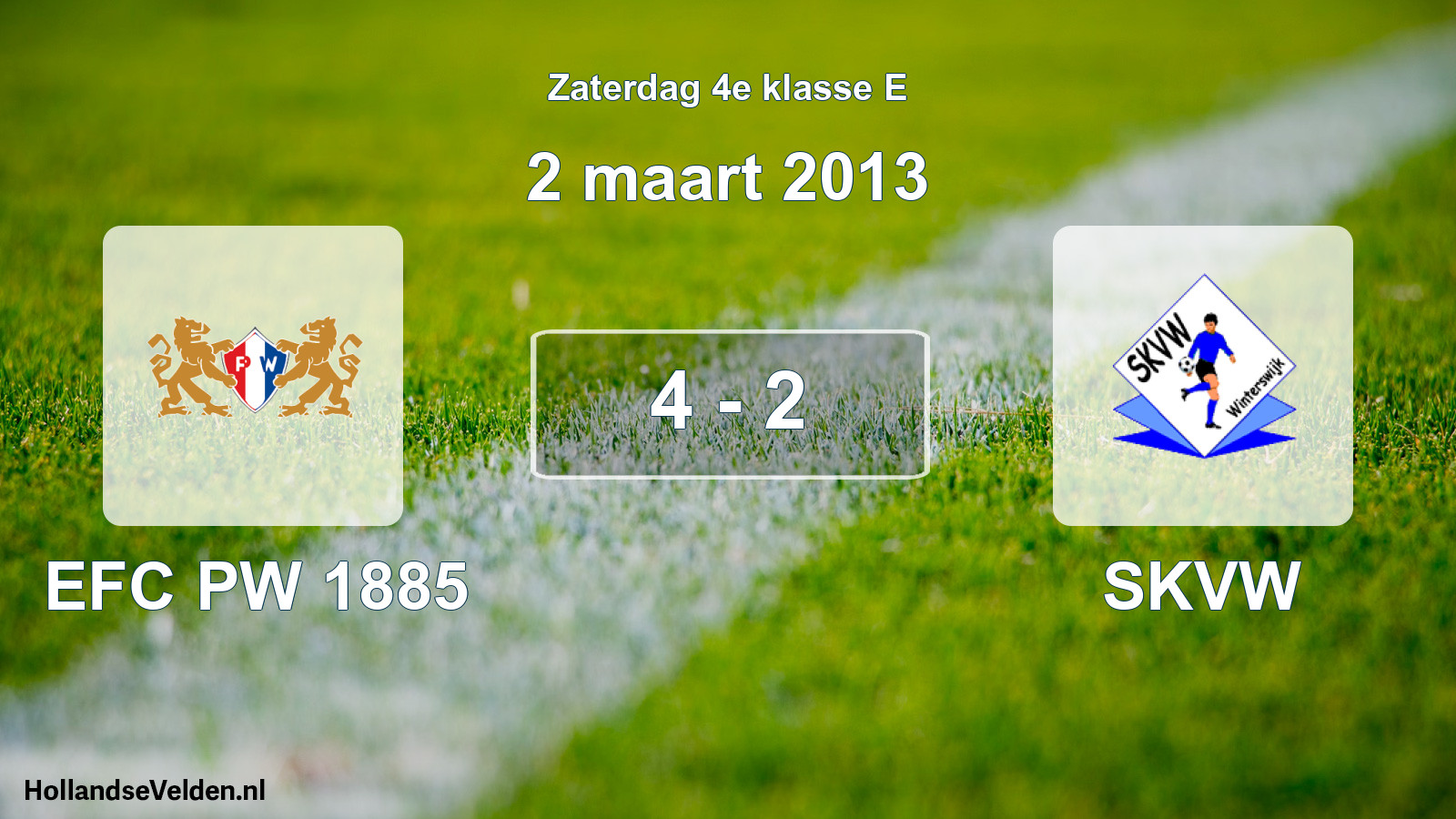 Total number of matches played: PW 1885 - SKVW 4 - 2 (2 March 2013)