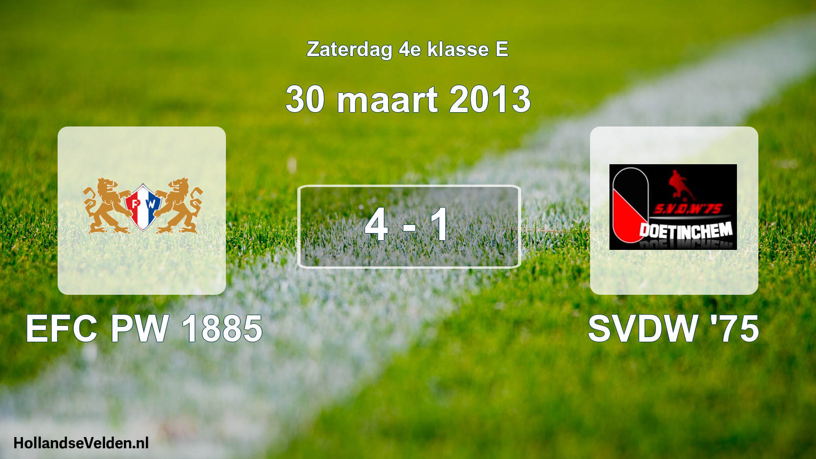 Total number of matches played: PW 1885 - SVDW '75 4 - 1 (30 March 2013)