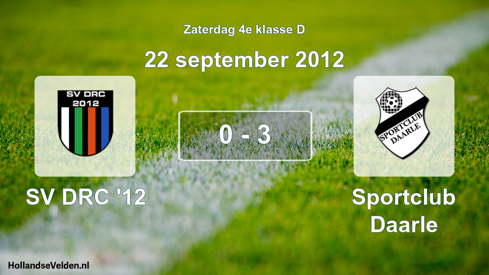Total number of matches played: SV DRC '12 - Sportclub Daarle 0 - 3 (22 September 2012)