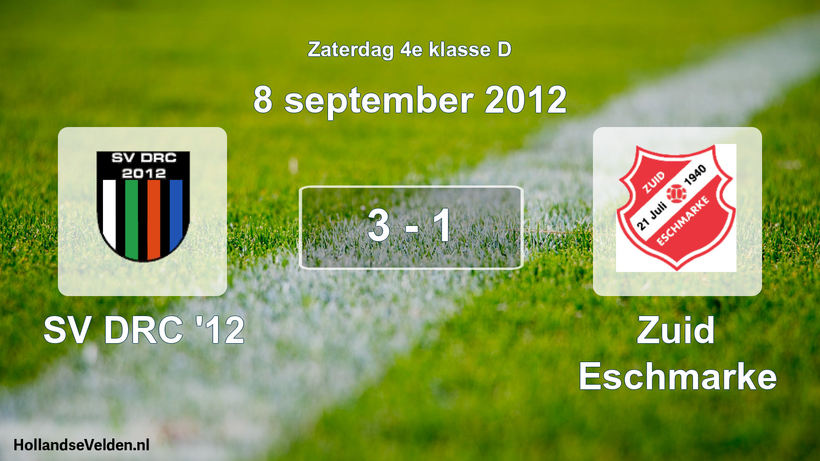 Total number of matches played: SV DRC '12 - Zuid Eschmarke 3 - 1 (8 September 2012)
