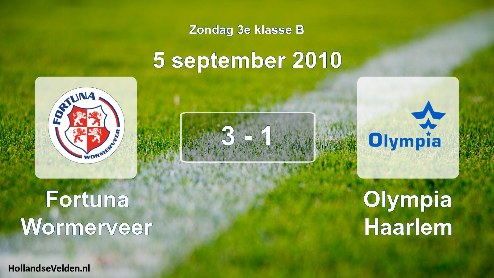 Total number of matches played: Fortuna Wormerveer - Olympia Haarlem 3 - 1 (5 September 2010)