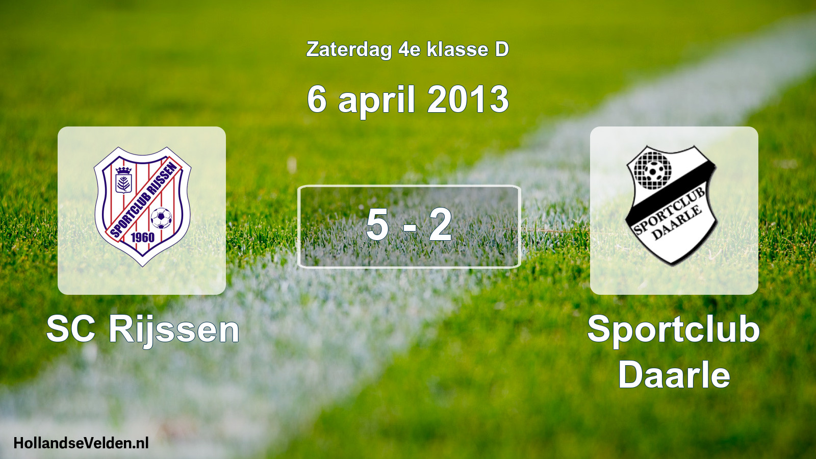 Total number of matches played: SC Rijssen - Sportclub Daarle 5 - 2 (6 April 2013)