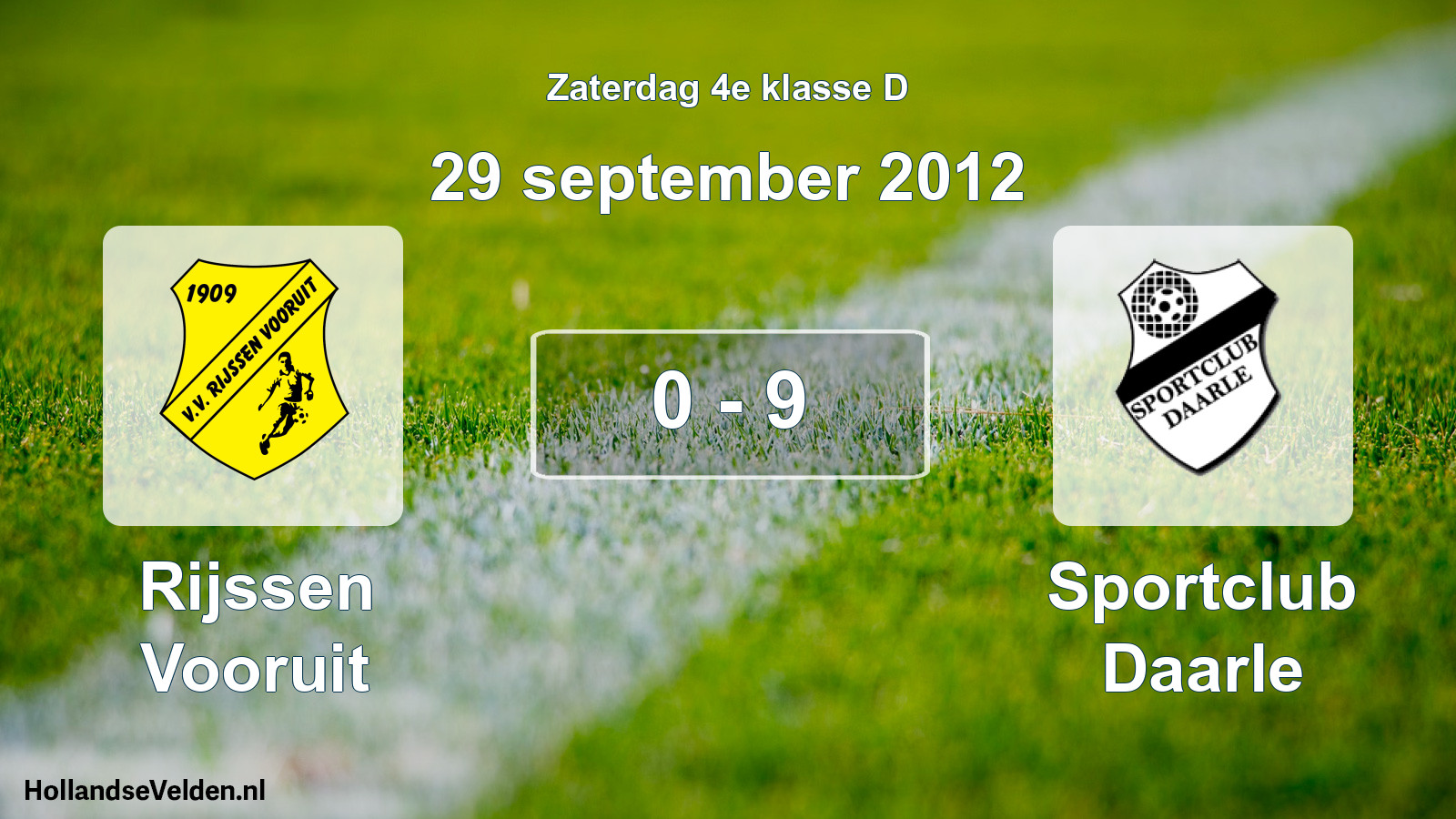 Total number of matches played: Rijssen Vooruit - Sportclub Daarle 0 - 9 (29 September 2012)