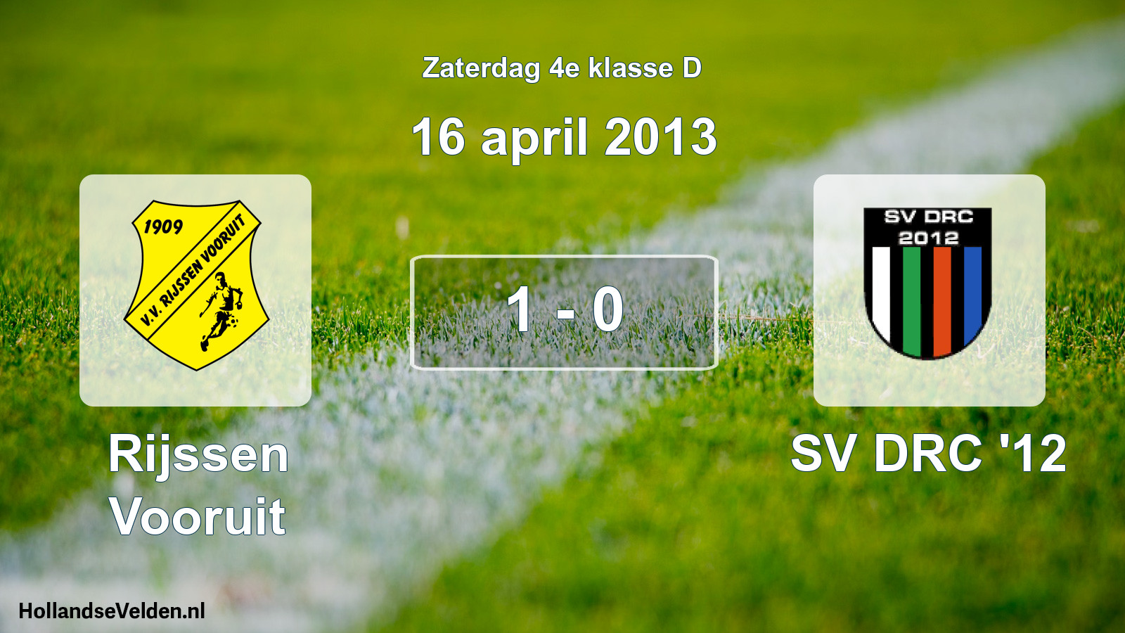 Total number of matches played: Rijssen Vooruit - SV DRC '12 1 - 0 (16 April 2013)