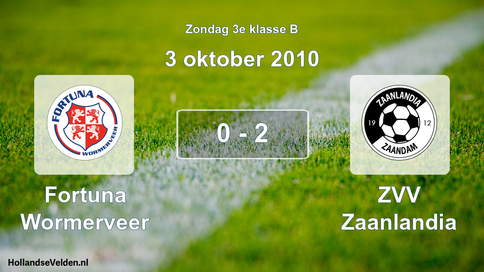 Total number of matches played: Fortuna Wormerveer - ZVV Zaanlandia 0 - 2 (3 October 2010)