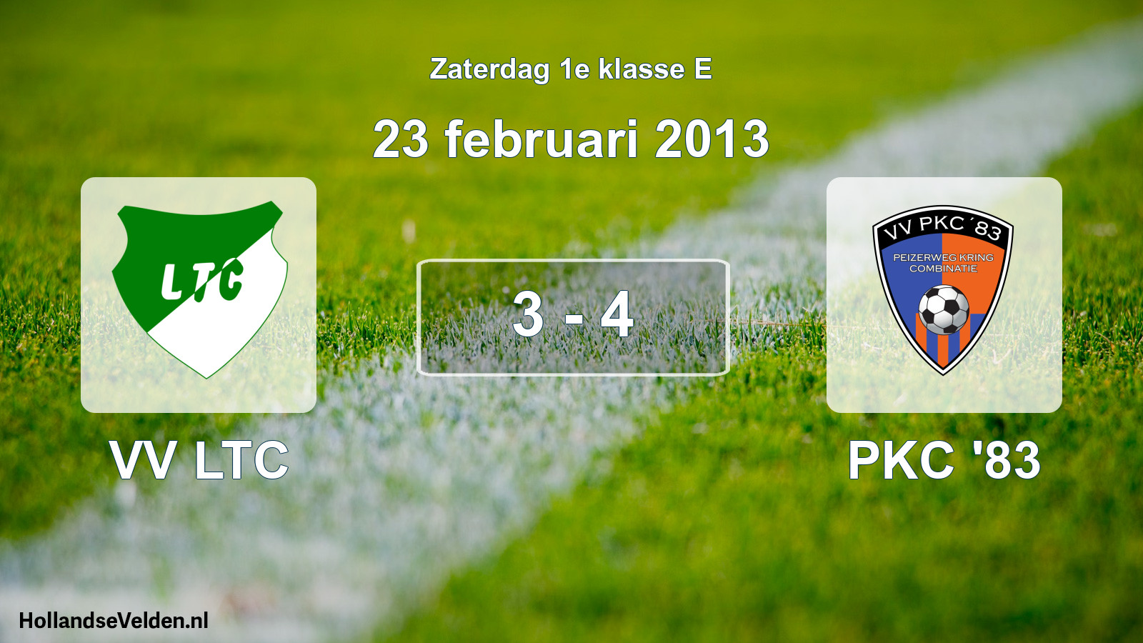 Total number of matches played: VV LTC - PKC '83 3 - 4 (23 February 2013)