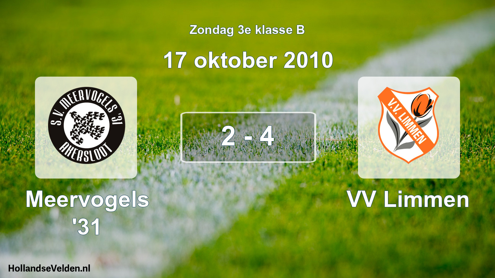 Total number of matches played: Meervogels '31 - VV Limmen 2 - 4 (17 October 2010)