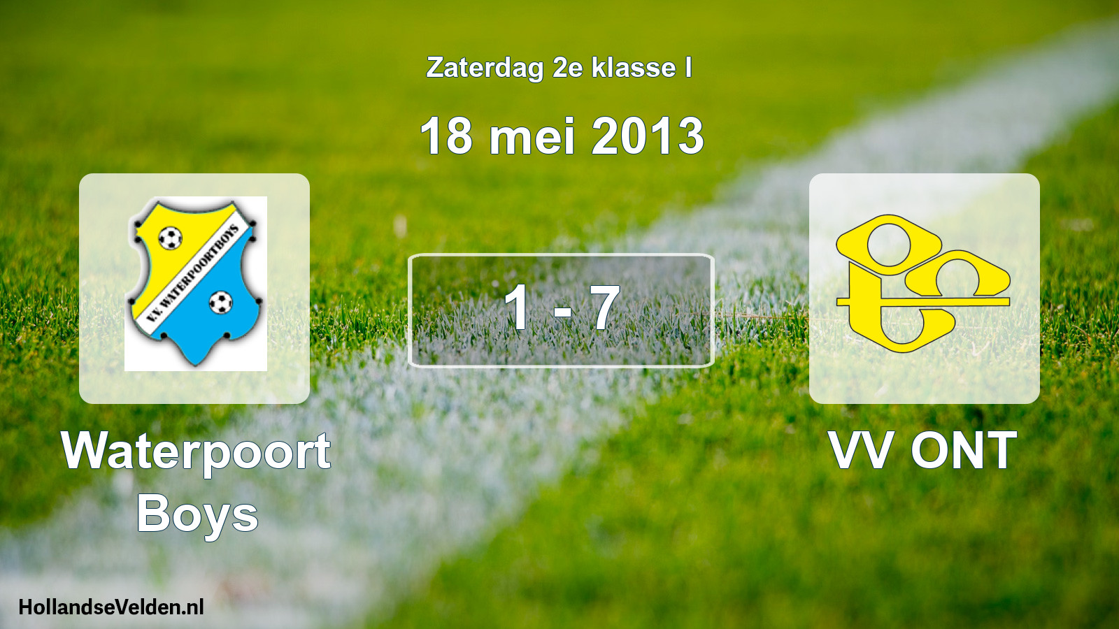 Total number of matches played: Waterpoort Boys - VV ONT 1 - 7 (18 May 2013)