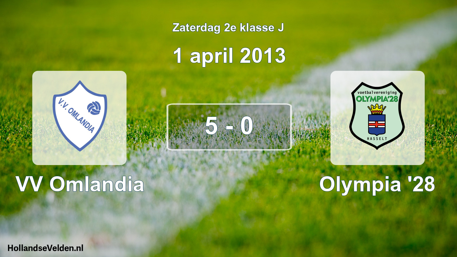 Total number of matches played: VV Omlandia - Olympia '28 5 - 0 (1 April 2013)