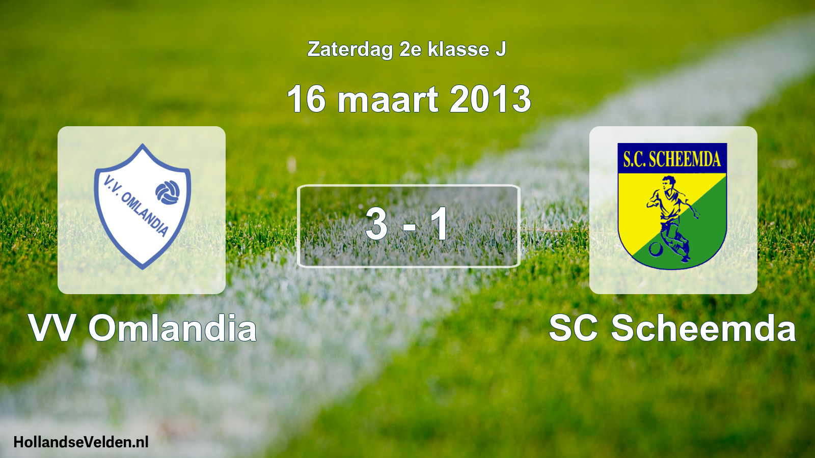Total number of matches played: VV Omlandia - SC Scheemda 3 - 1 (16 March 2013)