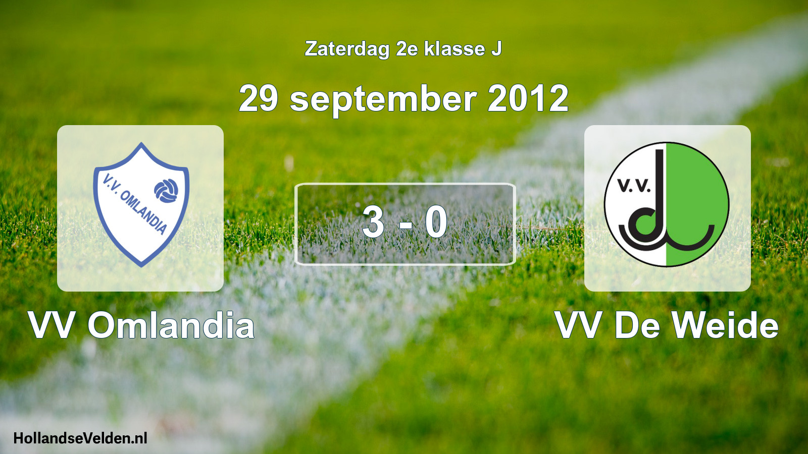 Total number of matches played: VV Omlandia - VV De Weide 3 - 0 (29 September 2012)