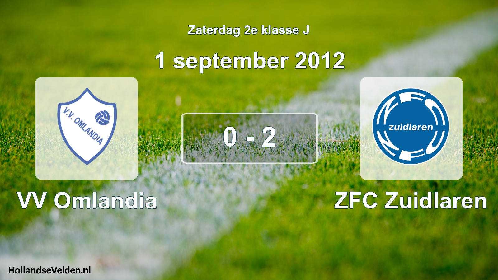 Total number of matches played: VV Omlandia - ZFC Zuidlaren 0 - 2 (1 September 2012)