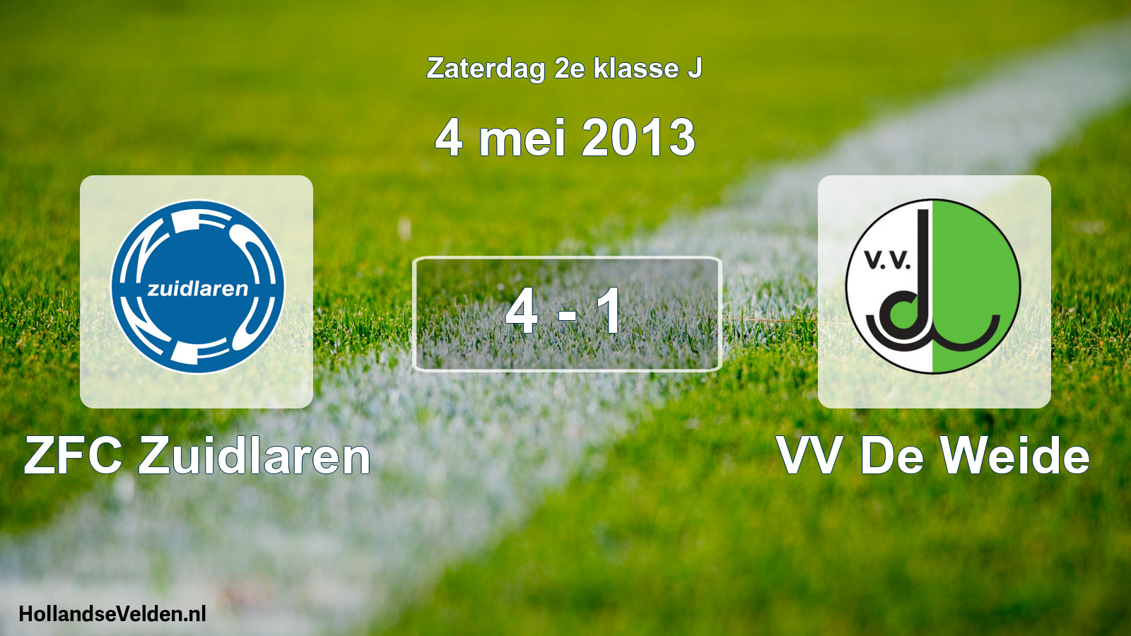 Total number of matches played: ZFC Zuidlaren - VV De Weide 4 - 1 (4 May 2013)