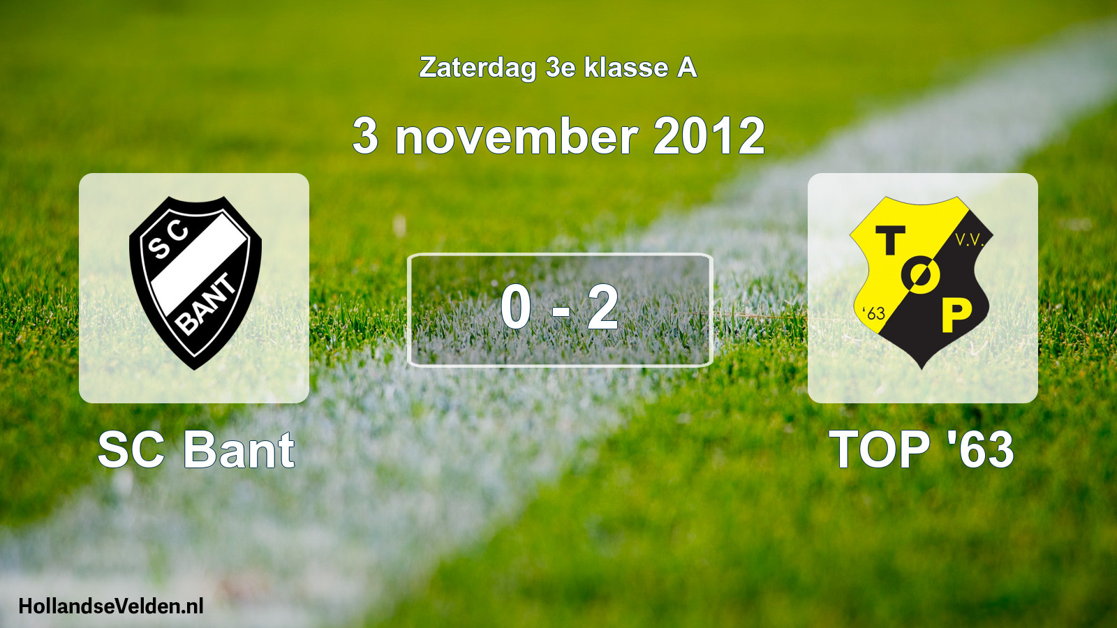 Total number of matches played: SC Bant - TOP '63 0 - 2 (3 November 2012)