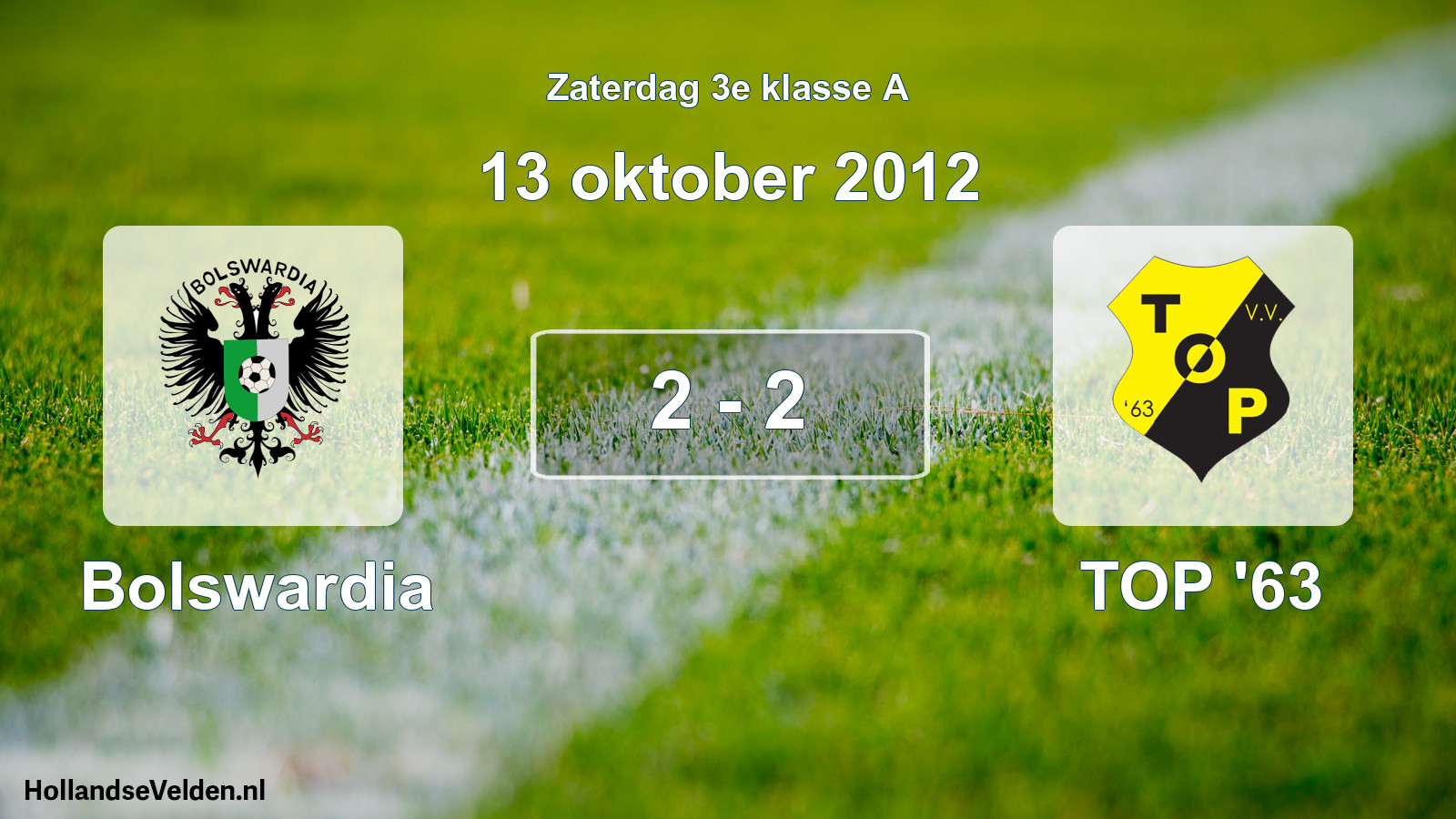 Total number of matches played: Bolswardia - TOP '63 2 - 2 (13 October 2012)