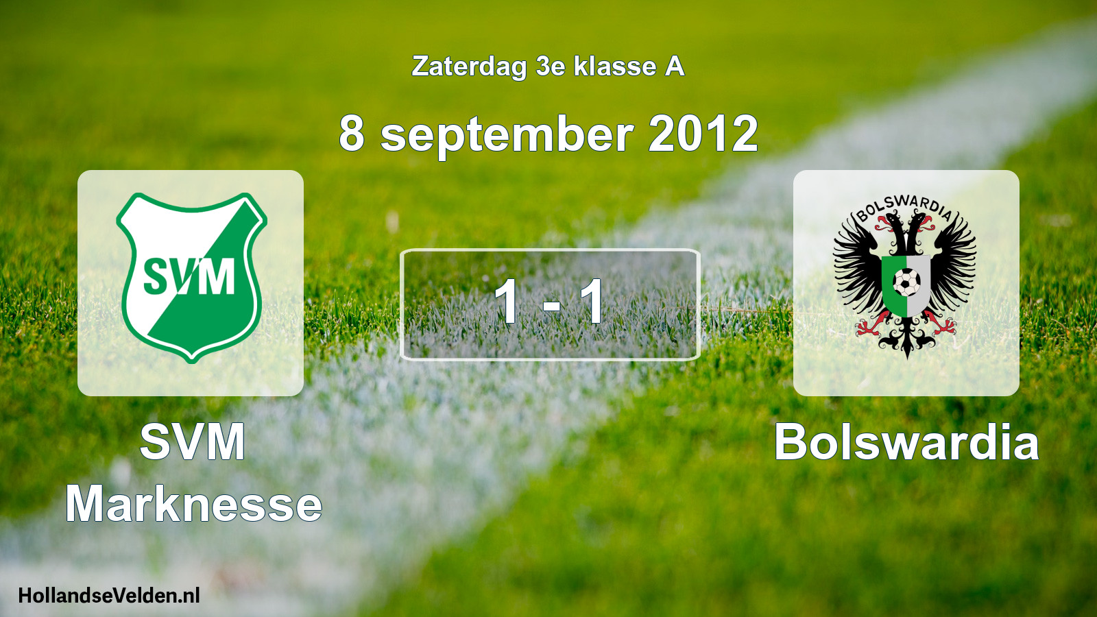 Total number of matches played: SVM Marknesse - Bolswardia 1 - 1 (8 September 2012)
