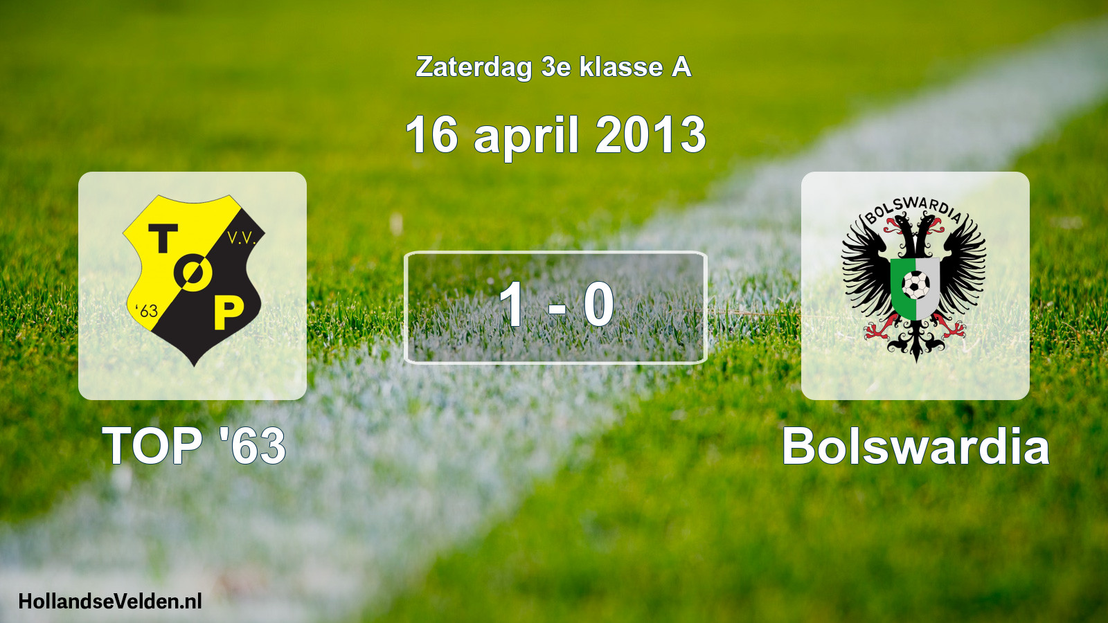 Total number of matches played: TOP '63 - Bolswardia 1 - 0 (16 April 2013)