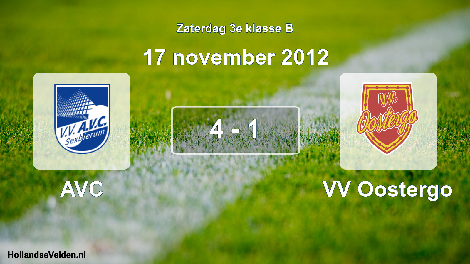 Total number of matches played: AVC - VV Oostergo 4 - 1 (17 November 2012)