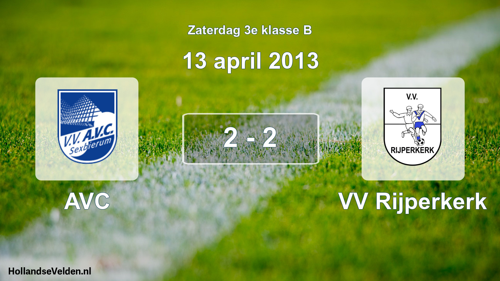 Total number of matches played: AVC - VV Rijperkerk 2 - 2 (13 April 2013)