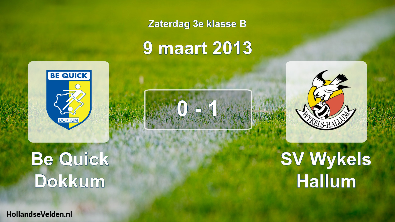 Total number of matches played: Be Quick Dokkum - SV Wykels Hallum 0 - 1 (9 March 2013)