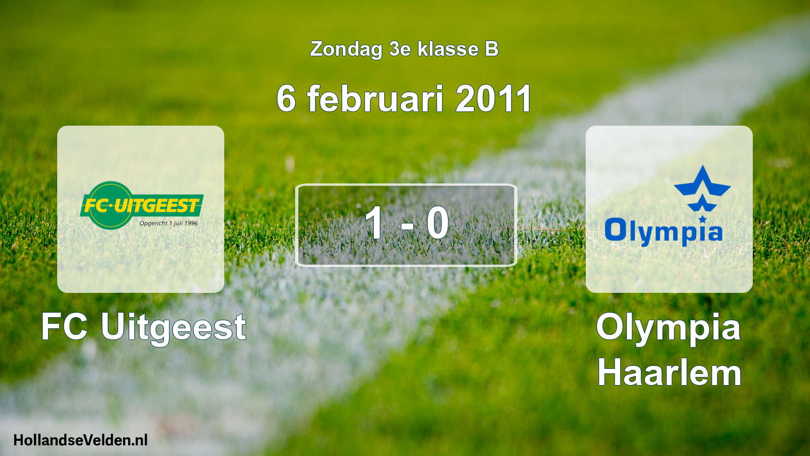 Total number of matches played: FC Uitgeest - Olympia Haarlem 1 - 0 (6 February 2011)