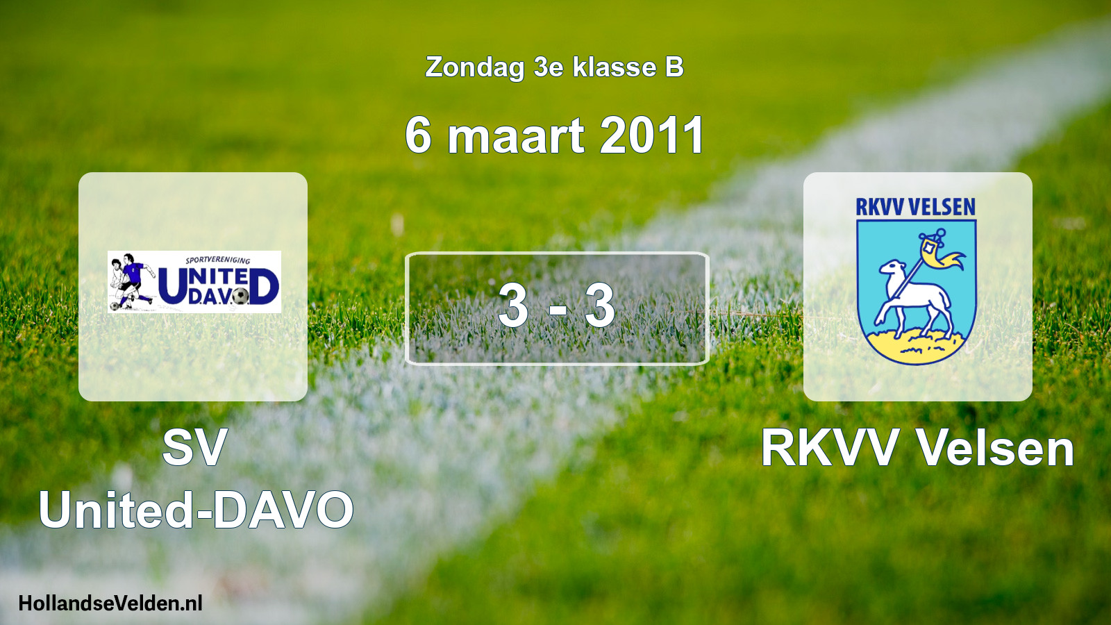Total number of matches played: SV United-DAVO - RKVV Velsen 3 - 3 (6 March 2011)