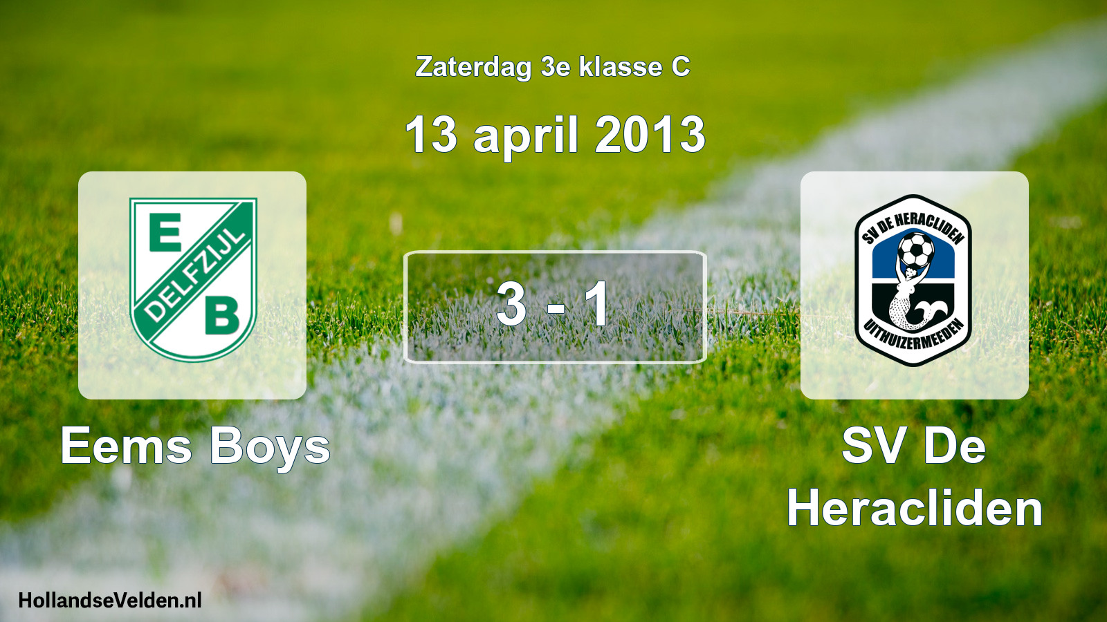 Total number of matches played: Eems Boys - SV De Heracliden 3 - 1 (13 April 2013)